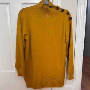 Anthropologie Mustard Turtleneck Sweater with Button Accents